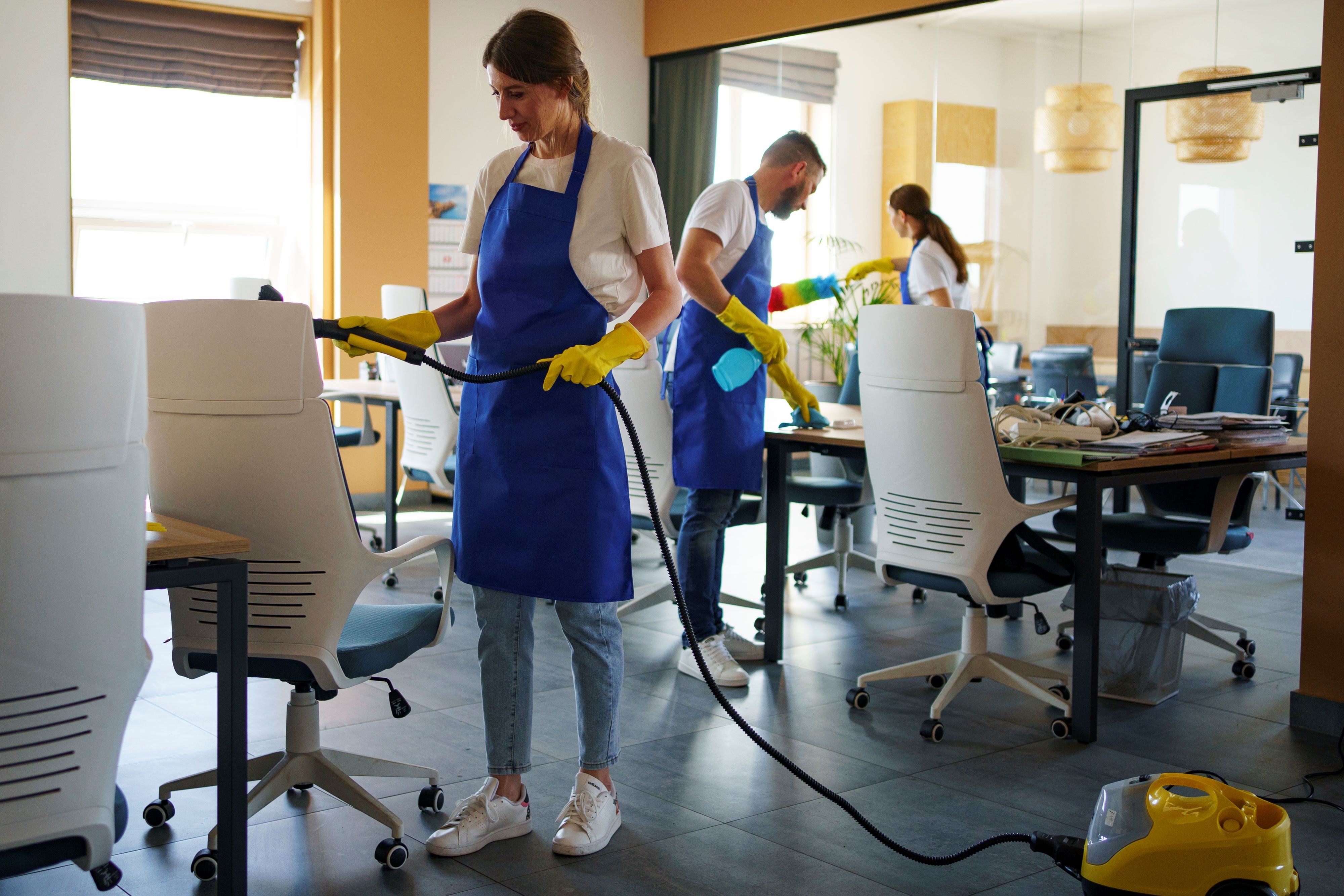 Professional cleaner at work